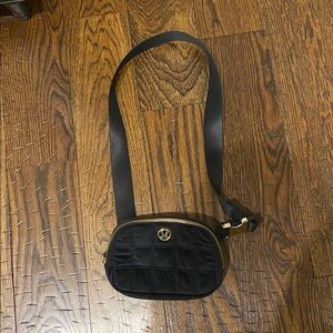 lululemon athletica Black Quilted Belt Bag with Gold Hardware